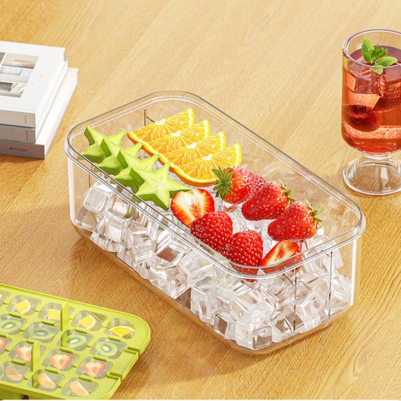Ice Maker With Shovel No Spill Stackable Ice Cube Tray For Freezer Cocktail Tea Summer Drinks Reusable Ice Cube Making Tray Set