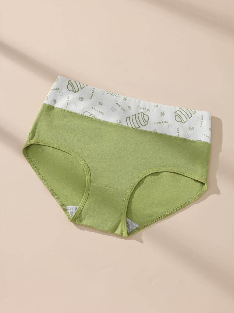 4 шт. Женские хлопковые трусики с высокой посадкой, с принтом, мягкие, дышащие, с контролем живота, облегающие, нижнее белье, удобные повседневные трусы