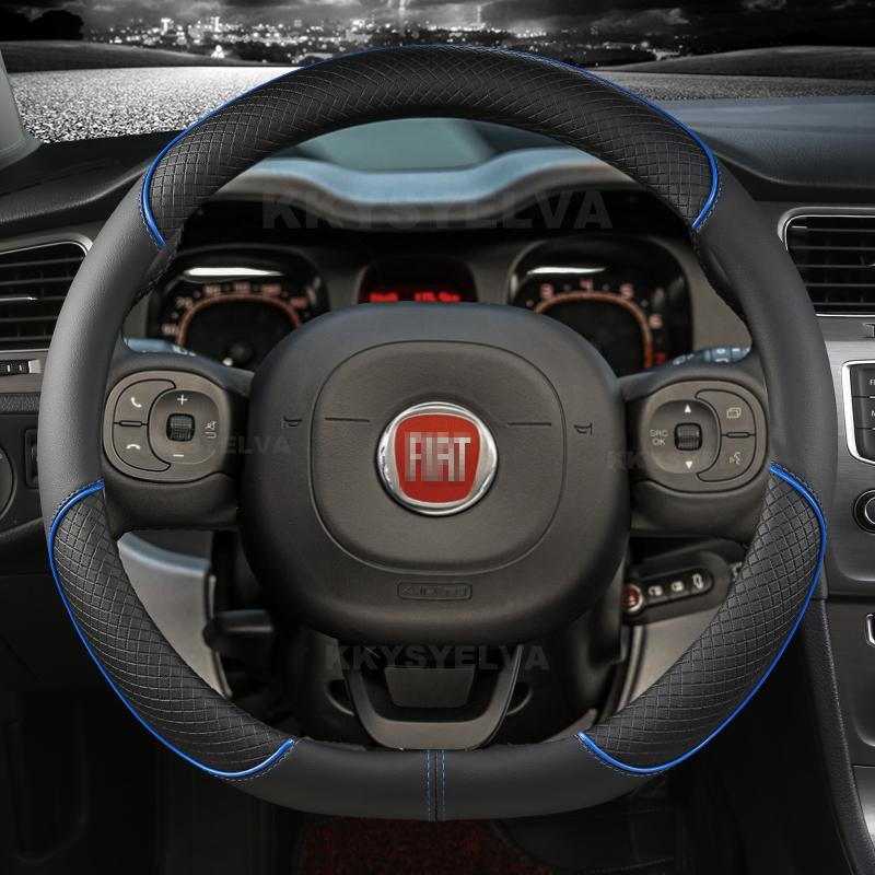 Кожаный чехол на руль автомобиля из микрофибры для Fiat Panda 2013 2015 2017 2022 Автоаксессуары