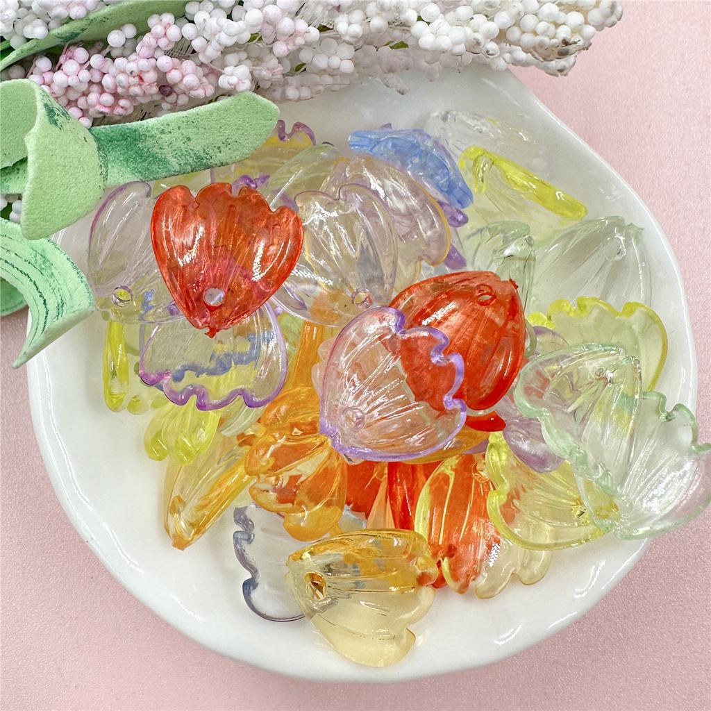 Home Party Supplies Acrylic 50pcs/set Loose Beads DIY Hair Jewelry Accessories Transparent Petal Beads for Earrings Necklace DIY Handmade Materials