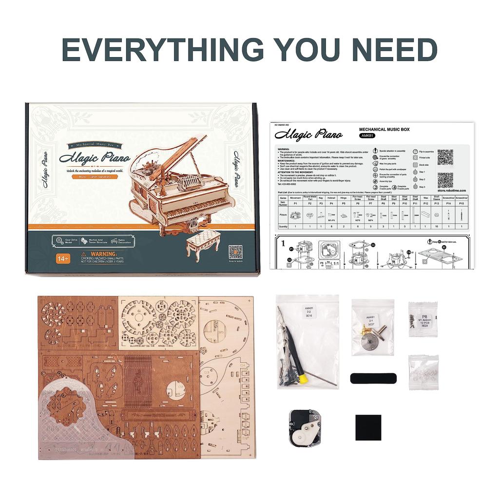 Robotime 3D 3D Wooden Puzzle DIY Music Box Model No Batteries Automatic Mechanical Educational Kindergarten New Year Christmas Gift Puzzle, Toy, Kit,