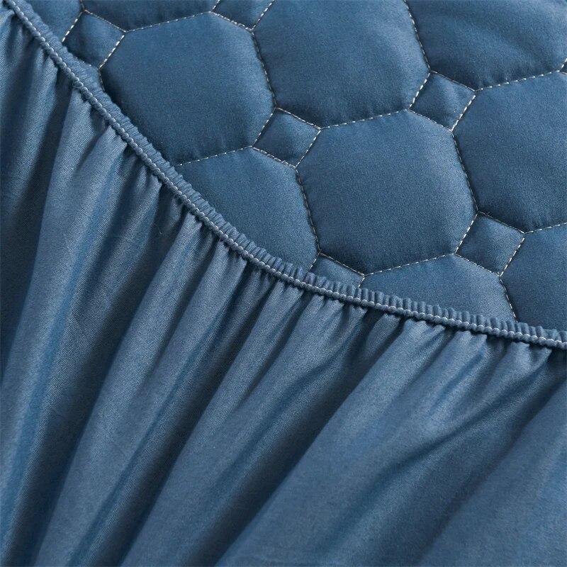 Толстая стеганая эластичная простыня наматрасник для двуспальной кровати, мягкий теплый наматрасник с глубокими карманами, 160*200, зима