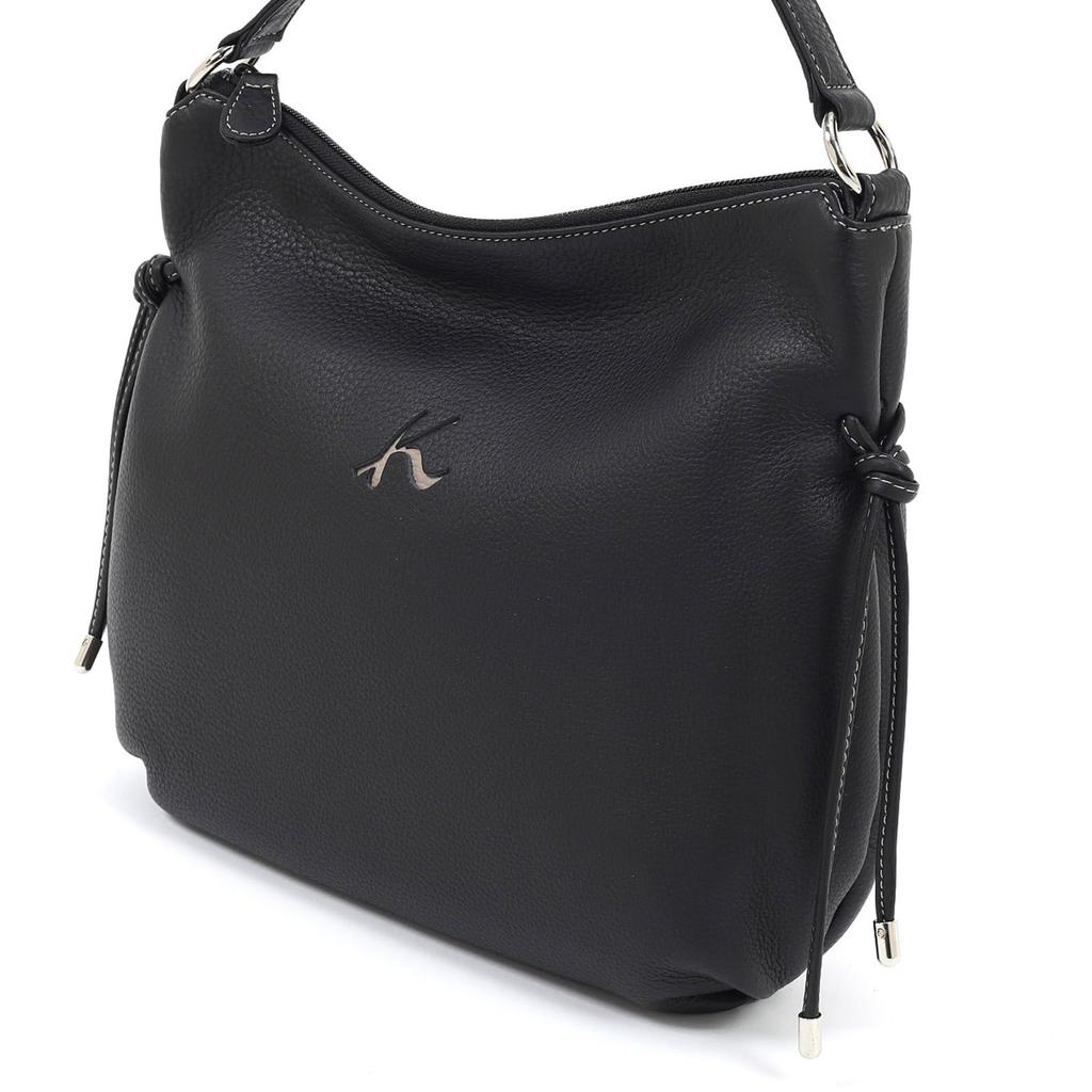 Сумка из усадочного материала, на котором царапины менее заметны, бежевая строчка 15521 [Kitamura] 2-way Y-1328 Женская Черный/Песочный [Черный]