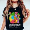 Teacher Autism Tshirt Floral Neurodiversity Celebrate The Spectrum Graphic T Shirts Clothing Autism Awareness Shirt for Women