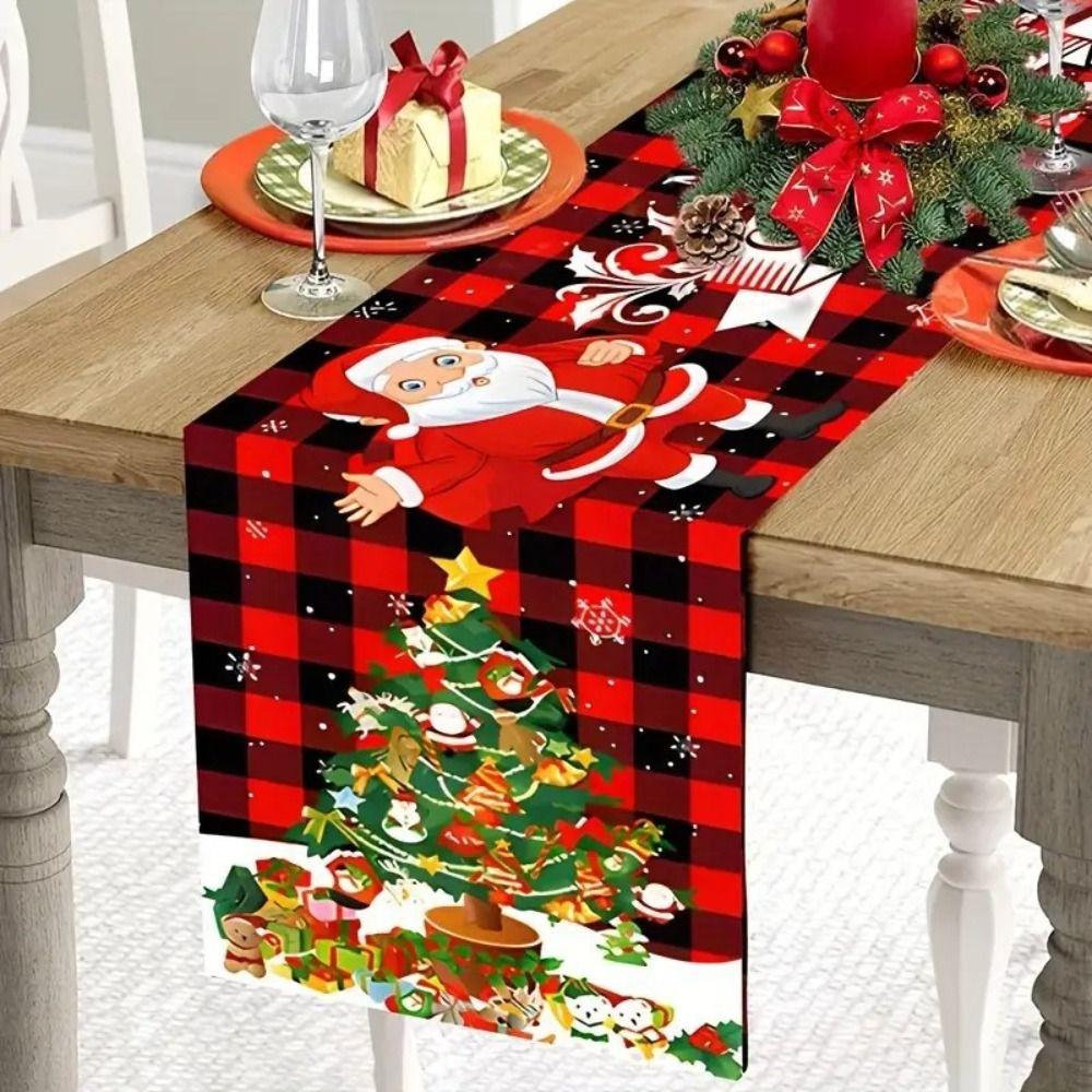 New Santa Claus Christmas Table Runner Snowman Elk Xmas Table Flag Cover New Year Table Decor Christmas Party