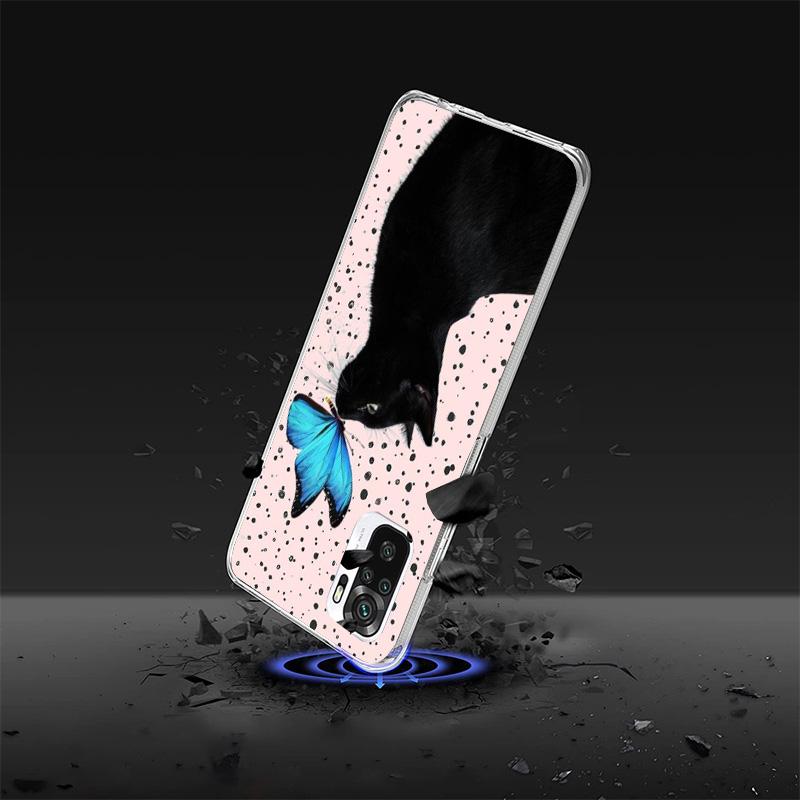 Черный кот Мультяшный Милый Чехол для Телефона Для Xiaomi Redmi Note 15 14 13 12S 12 11 Pro Plus 14S 11S 11E 10 10S 11T 5G Персонализированный Чехол