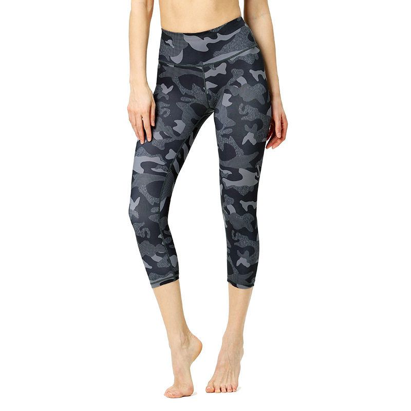 Amazon's New Printed Yoga Pants, Mid-Length Shorts for Women, European and American Style Yoga Capri Pants, High Elasticity, Breathable, Sportswear