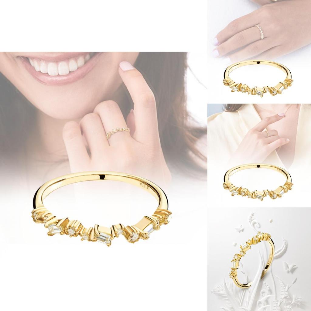 Элегантное геометрическое кольцо с цирконами, покрытое 18-каратным золотом, для женщин. Потрясающее обручальное украшение