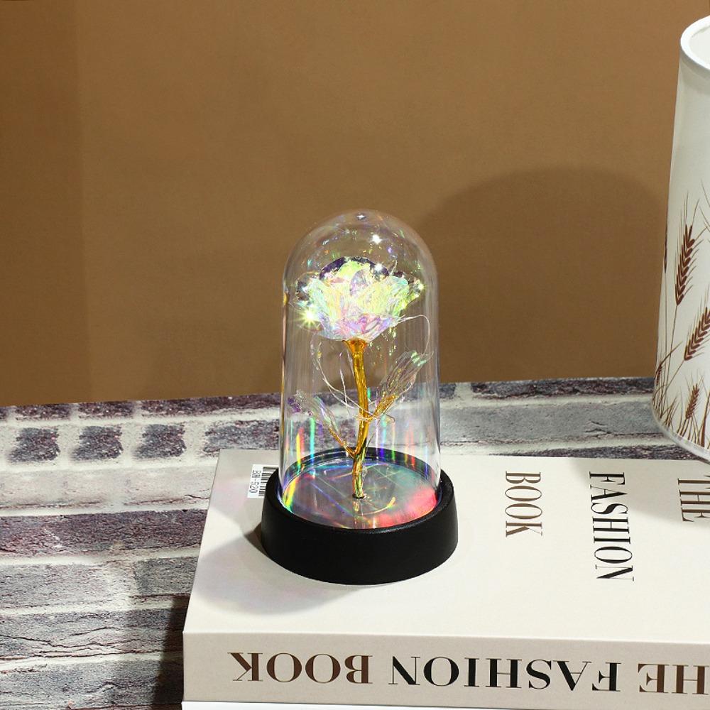 Красная Разноцветная Роза Искусственные Цветы Свадебное Украшение Светодиодная Подсветка Фольгированный Цветок Подарок