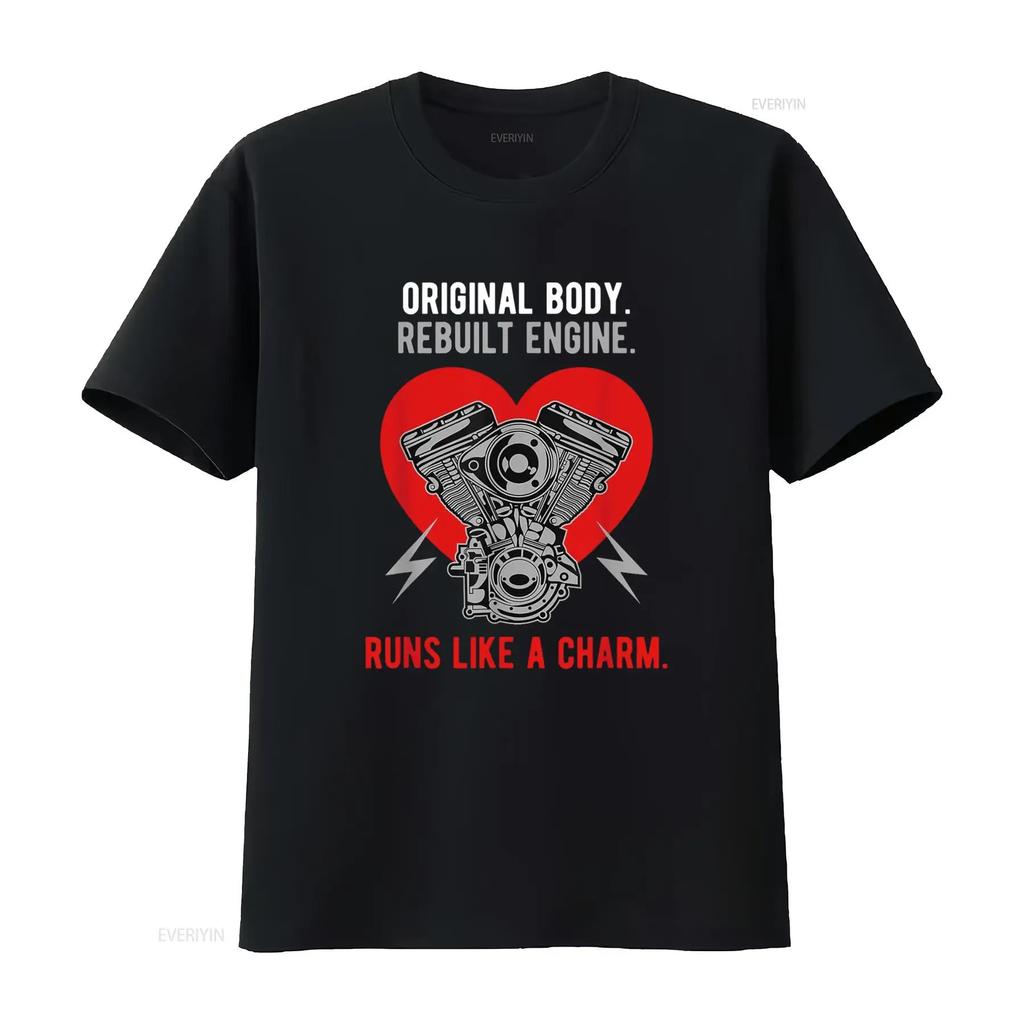 Original Body Rebuilt Engine Runs Like A Charm T Shirt vintage Washed Versatile Slightly Top For Everyday Wear graphic