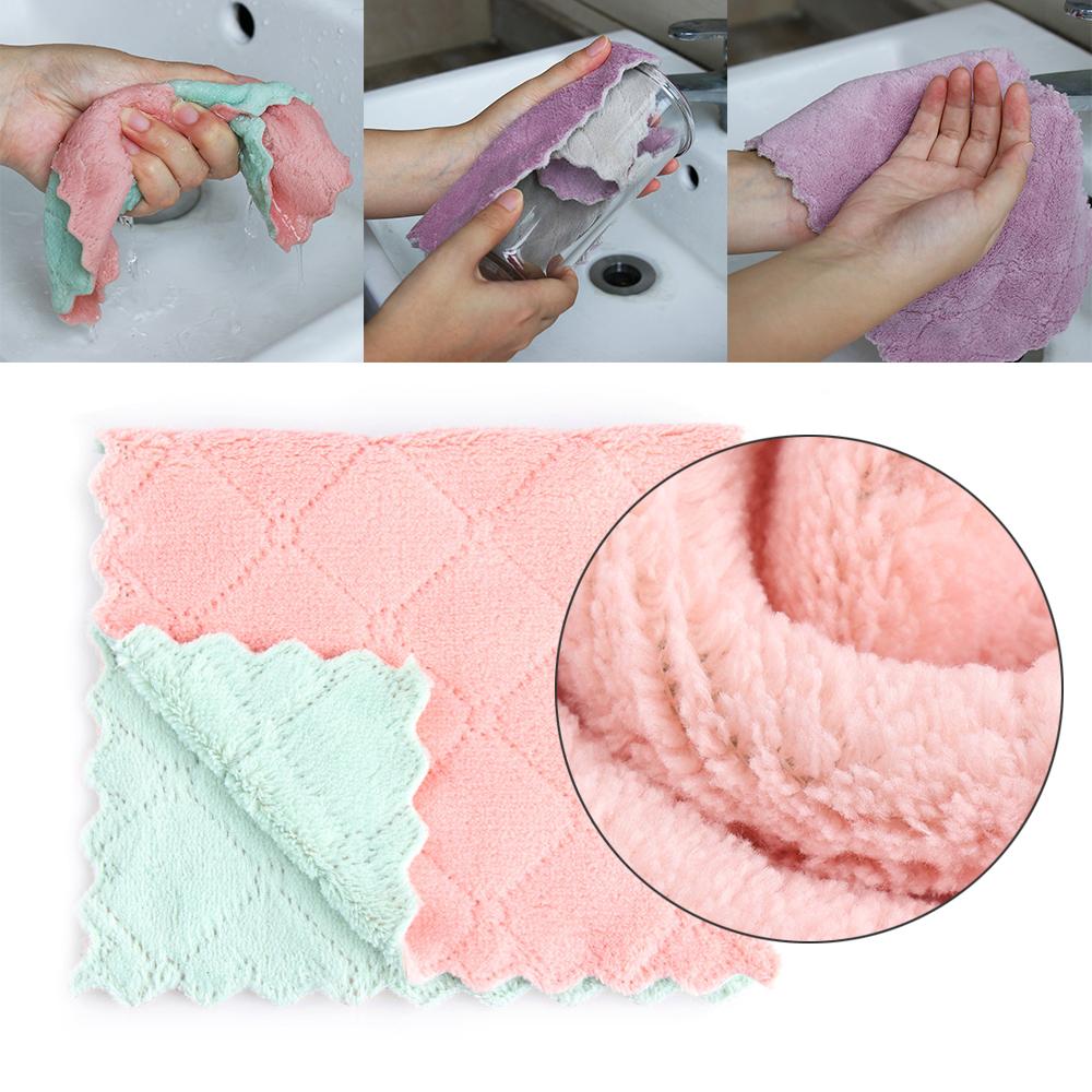 Tableware Household Microfiber Kitchen Scouring Pad Non-stick Oil Rags Clean Cloths Cleaning Towel