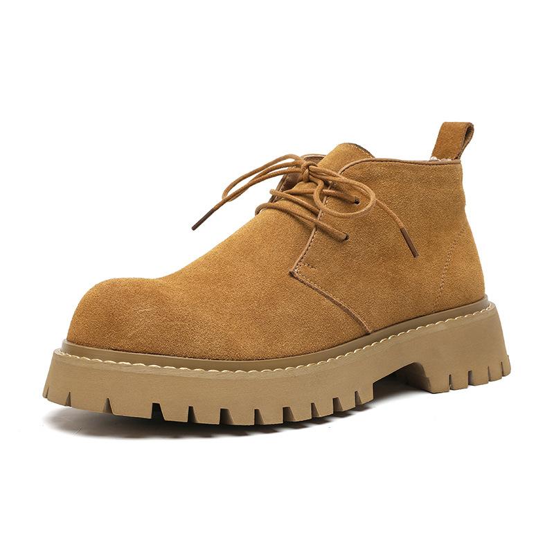 Мужские ботинки мартин, ботинки цвета ревеня, корейская версия, дышащие кожаные ботинки, мужские ботинки с высоким голенищем, мужские повседневные ботинки мартин, мужские 7302-R