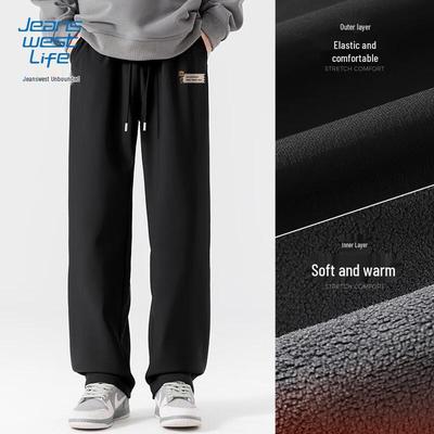 JEANSWEST LIFE Мужские повседневные спортивные брюки прямого кроя с плюшевой подкладкой