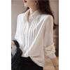 Белая вертикальная полосатая плиссированная рубашка с длинными рукавами для женщин, свободный темперамент, простой дизайн, рубашка-топ для женщин