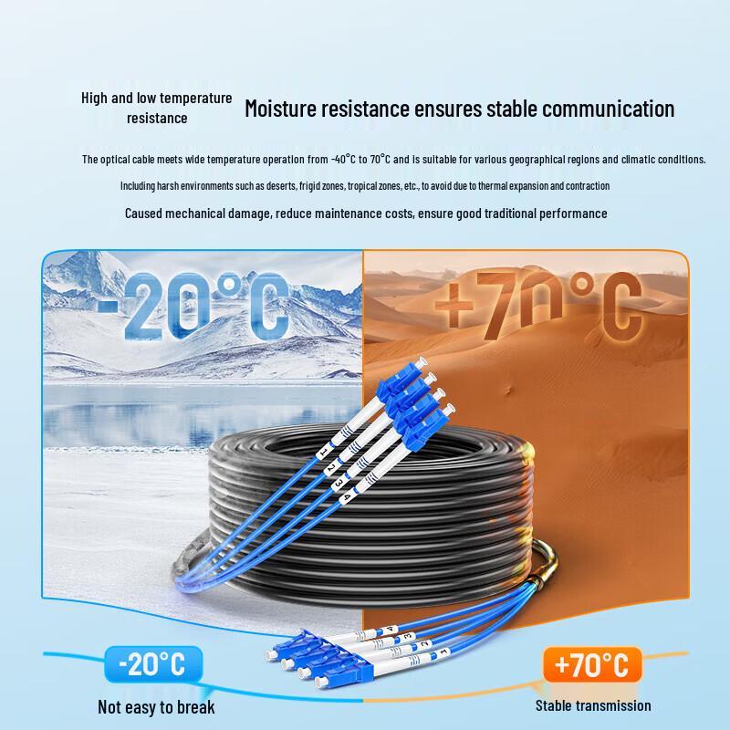 SAMZHE Outdoor Armored Single-Mode Fiber Optic Cable 4-Core LC-LC