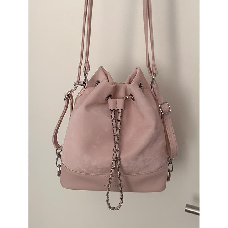 Women's Bag 2025 Spring New Pink Bucket Bag Simple Chain Backpack One Piece Delivery Spring New Product