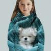 Cozy & Cute 3D Puppy Print Hoodie for Girls - Breathable, Lightweight Casual Top with Hood, Perfect for All Seasons