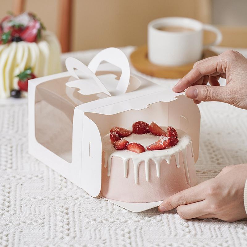 5/10Pcs Portable Cake Box with Clear Window Paper Gift Packaging Box Wedding Birthday Party Muffin Cake Container Baby Shower