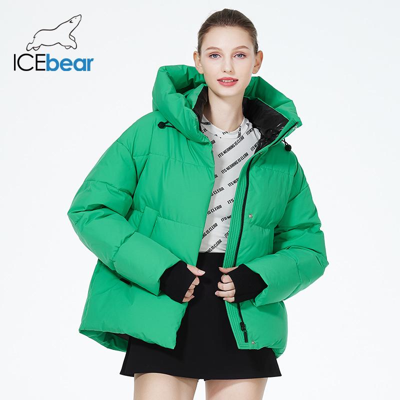ICEbear 2023 новые зимние куртки, короткие стильные ветрозащитные хлопковые пальто с капюшоном для женщин GWD3708I