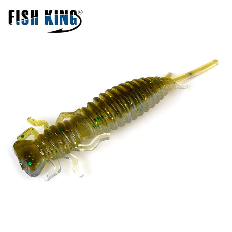 Мягкие приманки FISH KING Larva, 50 мм, 76 мм, 89 мм, искусственная приманка, рыболовная червь, силиконовая приманка для окуня, щуки, приманка для отсадки карпа, пластиковые приманки