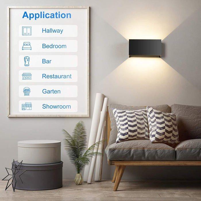 Светодиодный настенный светильник - Kingwei - 20 Вт - Алюминий - IP65 - 3000K теплый белый