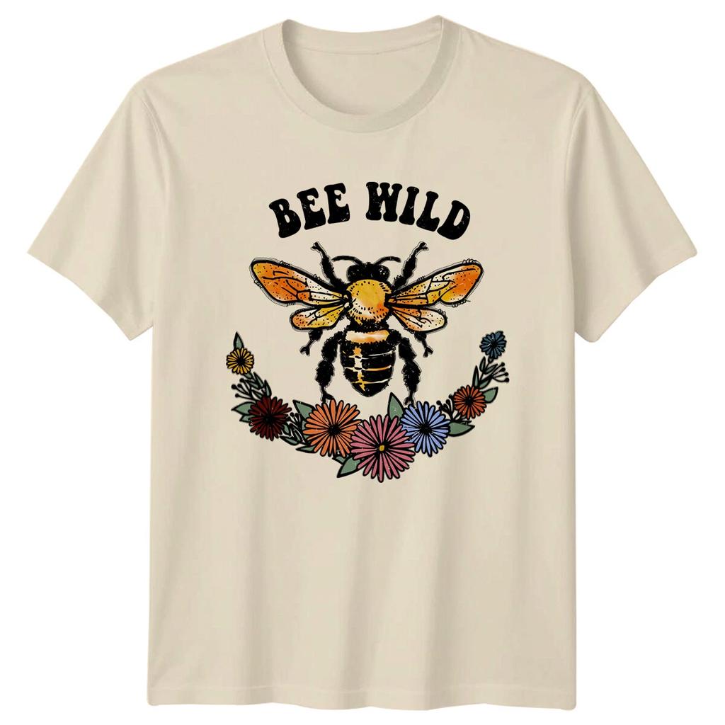 Bee Wild T-Shirt Nature Lover Honeybee Graphic Floral Tee Womens Mens