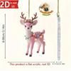 1pc Cute Pink Deer Christmas Tree Pendant Ornament - Acrylic Flat Hanging Decoration with Twinkling-like -White Antlers