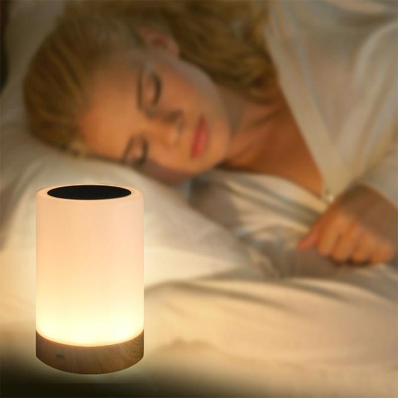 Прикроватная сенсорная лампа Сенсорный датчик Настольная лампа Светодиодная умная атмосфера Настроение Ночной светильник + USB-аккумулятор с регулируемой яркостью Теплый белый свет Изменение цвета Rgb Ahet