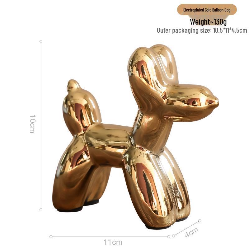European Luxury Electroplated Ceramic Balloon Dog Ornament for Home and Bar Decor
