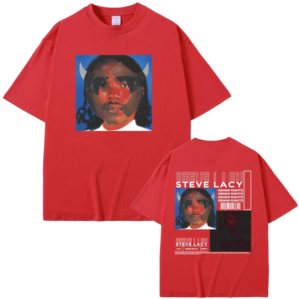 Rapper Steve Lacy Gemini Rights Album Cover Double Sided Print Tshirt Unisex Hip Hop Oversized Tshirt Unisexs Fashion Vintage Tees