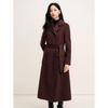 JUZUI Women's Elegant Waist-Cinching 100% Wool Long Coat