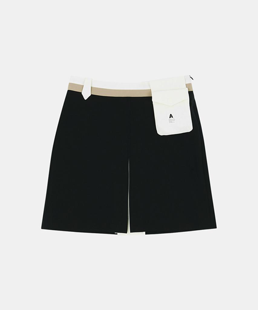 A Ben Hampton Obi Color Block H-Line Skirt Navy