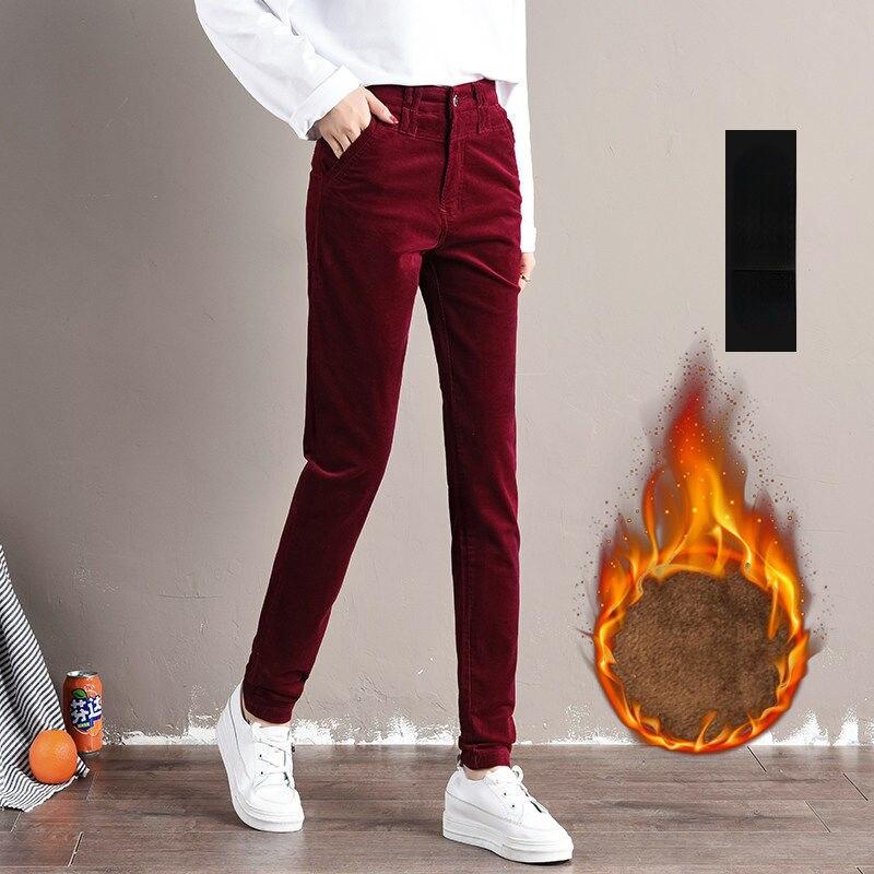 Осень-зима, новые вельветовые брюки для отдыха, теплые тонкие винтажные брюки с высокой талией, женские брюки, вельветовые толстые бархатные брюки, женские брюки-карандаш
