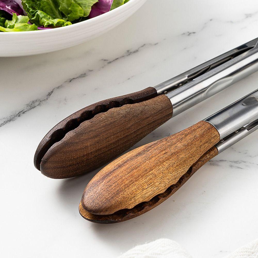 Wooden Tips Food Salad Tongs Long Handle Barbecue Tongs New Kitchen Cooking Tongs Grilling