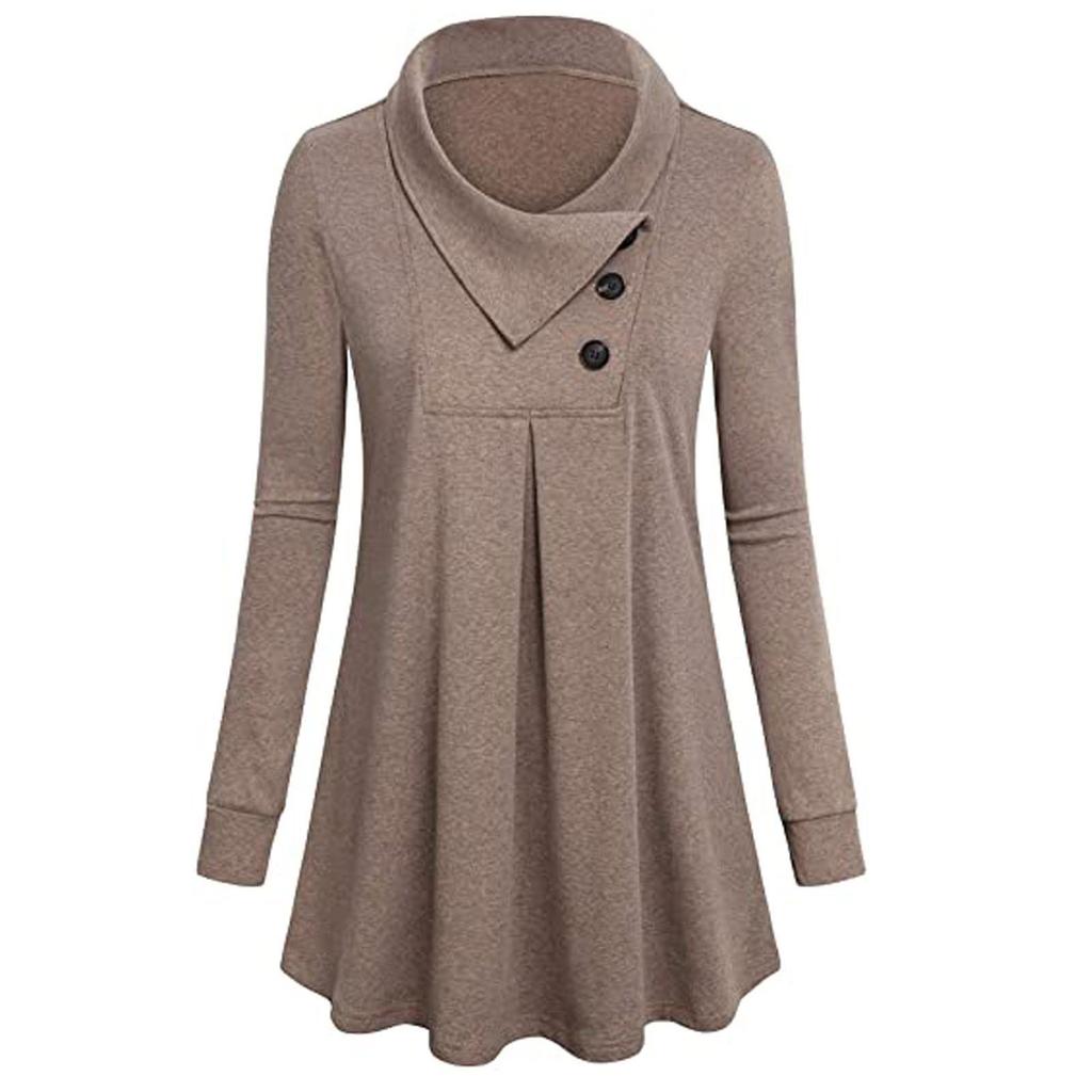 Женская однотонная футболка с длинным рукавом на пуговицах, свободный пуловер