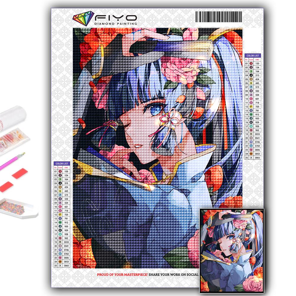 DIY 5D алмазная живопись Genshin и цветок, набор для вышивки крестом, полная дрель, вышивка, мозаика, художественная картина, стразы, подарок