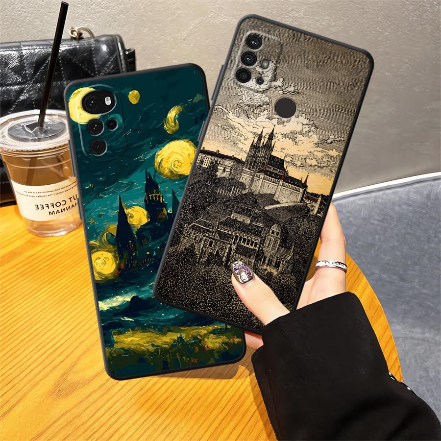 Cartoon Castle Art Case for Motorola Moto G71 G32 G50 G51 G73 G53 G30 G60s G22 Edge40 G52 Edge 20 Pro 30 Lite Phone Cover