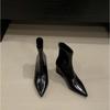 Slope Heel High Heel Short Boots 2025 New Autumn and Winter Pointed Elastic Thin Boots Black Retro Versatile Martin Boots Women