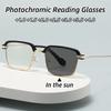 Intelligent Photochromic Reading Glasses Unisex Outdoor Uv Sunglasses Eyewear Men Women Metal Half Frame Far-Sighted Eyeglasses