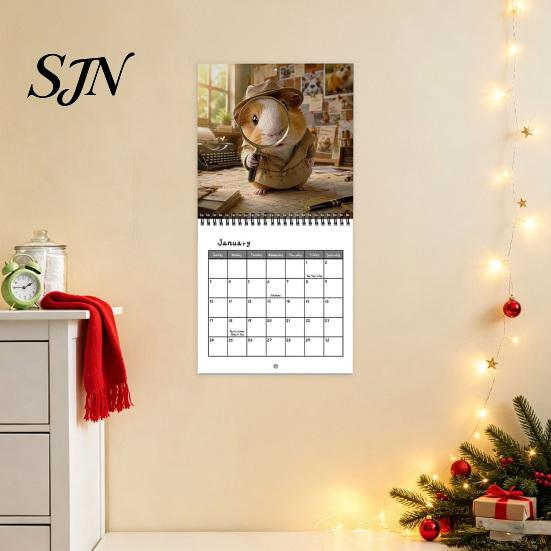 Personalized Gift for Pet Owners 2027 Guinea Pig Adventures Wall Calendar, Cute 12 Monthly Planner with Thick Paper Calendar Imaginative Scenes,
