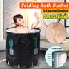 27.6x 27.6 Inch Portable Bathtub Folding Bath Bucket Thicken Shower Barrel Large Adult Tub Baby Swimming Pool Insulation Family Bathroom SPA Tub