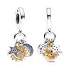 Sparkling Copper Stars Moon Sun Flower Earrings Dangle Charm Beads Fit Original Bracelets Diy Cultural Jewelry Gift