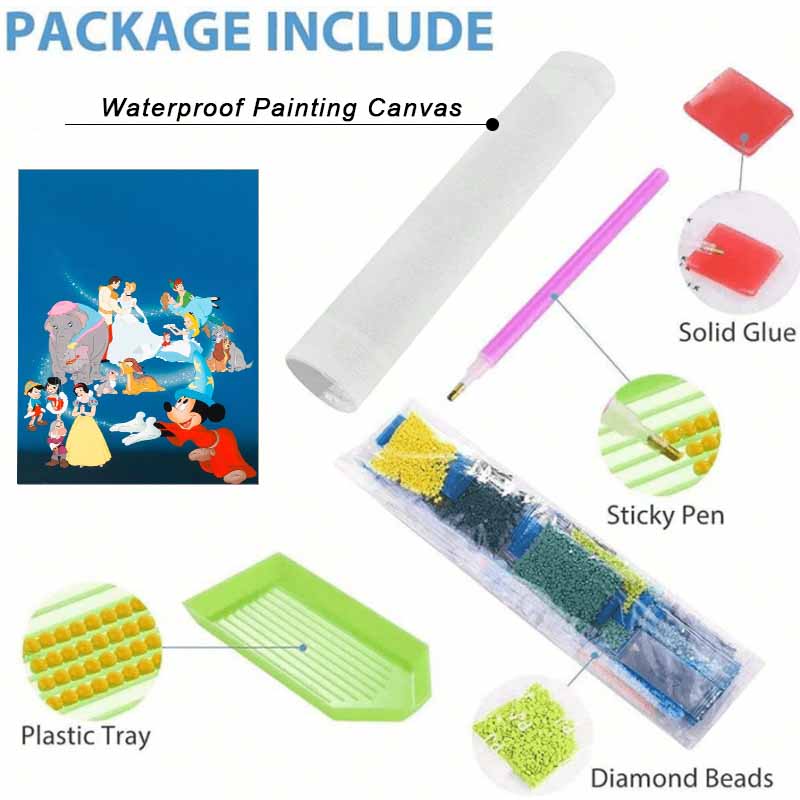 Disney Diamond Painting Kit  Featuring Classic Characters Home Decor & Craft Lovers, Beautifully Designed Gift for 5D DIY Hobbyists