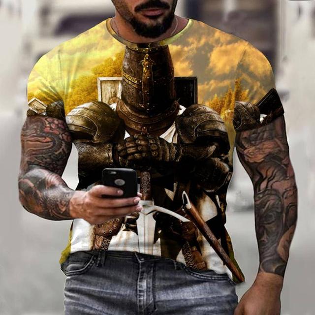 Флаг Воин Паладин Летняя модная мужская футболка Повседневная мужская уличная футболка с 3D принтом с коротким рукавом