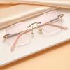 Luxury Frameless Diamond-Cut Anti-Blue Light Large Lens Reading Glasses for Seniors - Elegant Style
