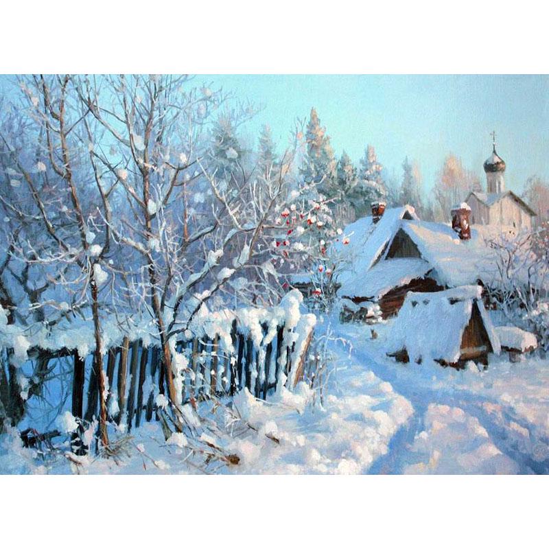 DIY 5D Diamond Painting House Diamond Embroidery Winter Snow Scenery Full Round Drill Mosaic Resin Cross Stitch Kits