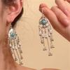 Новые серьги в китайском стиле под бирюзу, этнические серьги с бахромой для женщин, модные универсальные серьги