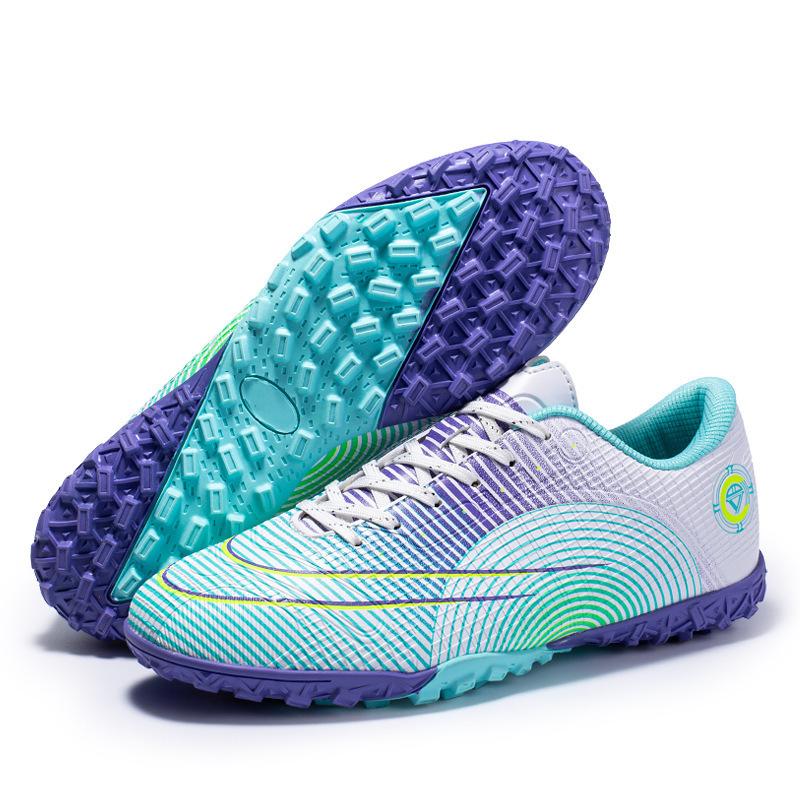 Новые футбольные бутсы для мальчиков и девочек, детские длинные шипы TF, взрослые зеленые тренировочные бутсы для искусственной травы