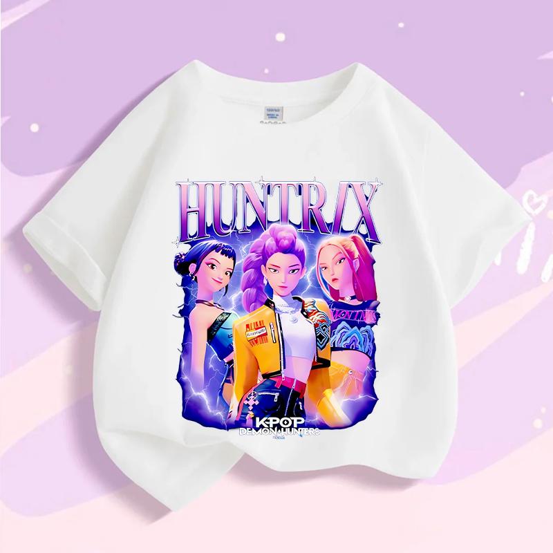 Детская футболка K-pop Demon Hunter, милые футболки с Руми, Мирой и Зои, летняя одежда с коротким рукавом для девочек и мальчиков, детские повседневные топы из хлопка, подарок