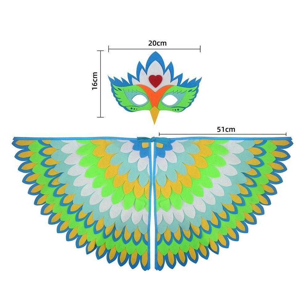 Peacock Owl Animal Bird Wings+Mask Suit Stage Performance Felt Winged Cloak Halloween Felt Cape